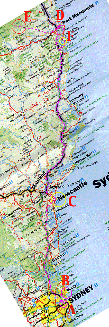 map of central east coast of New South Wales